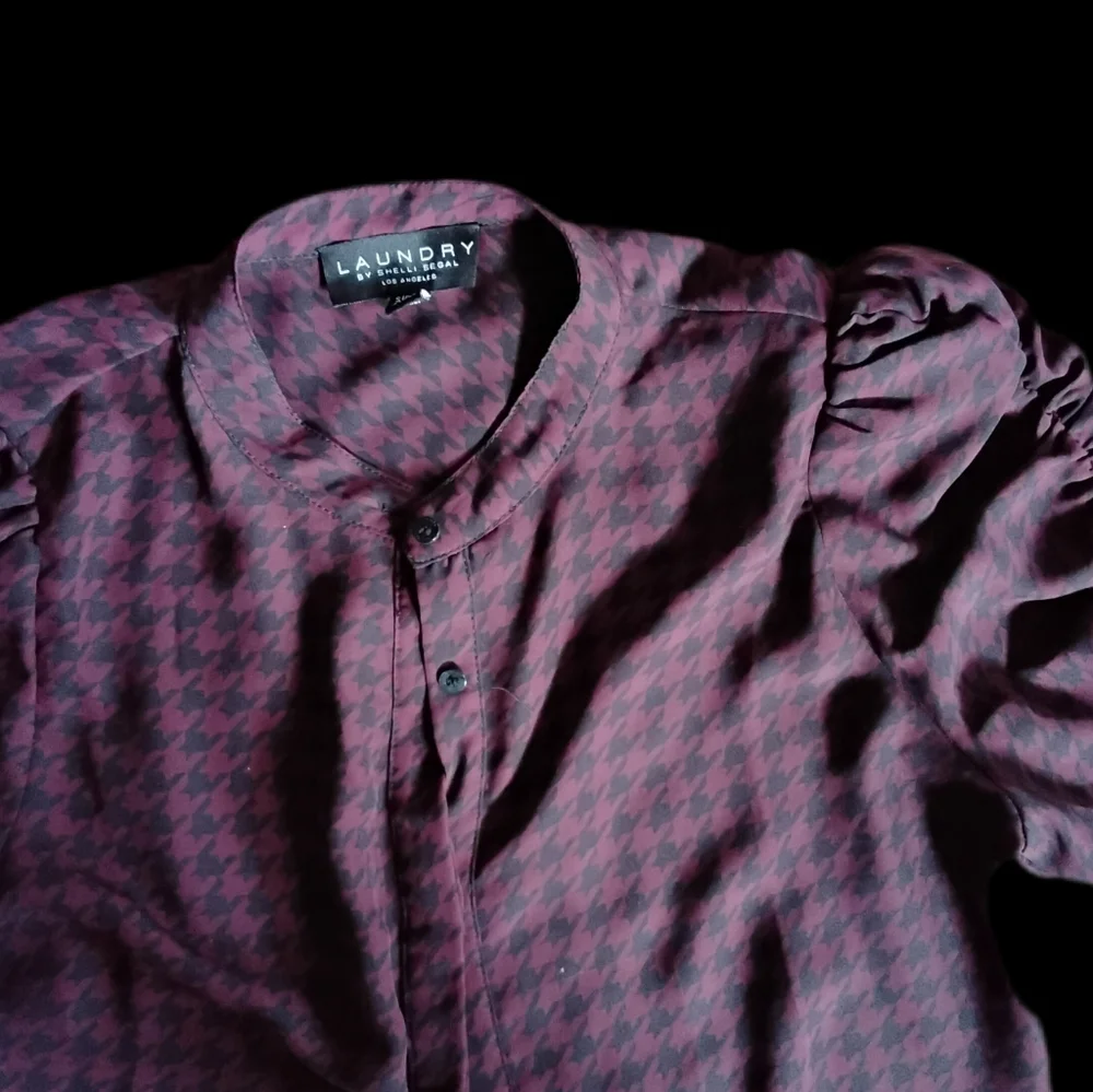 Laundry by Shelli Segal Womens Houndstooth Button Down‎ Blouse Size Small
